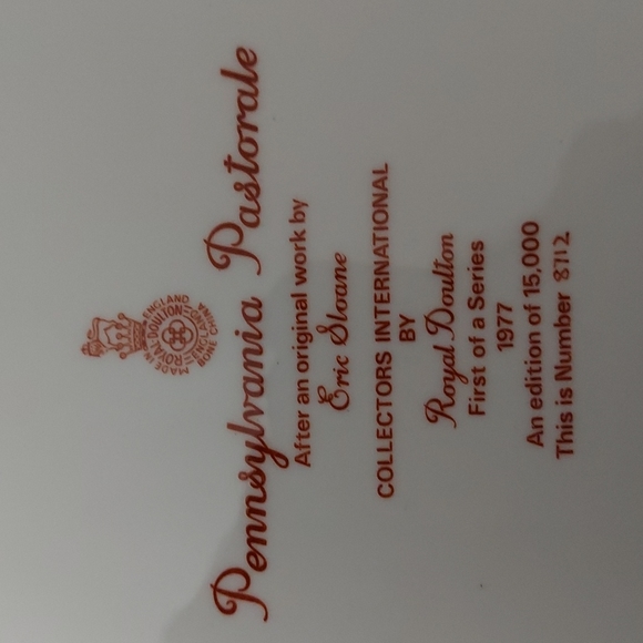 Vintage ERIC SLOANE PENNSYLVANIA PASTORALE ROYAL DOULTON PLATE 1977 - Picture 12 of 15